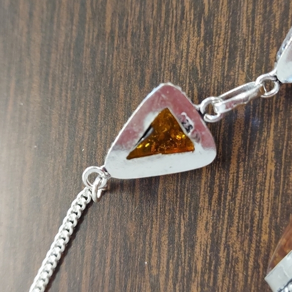 BALTIC Amber Stamped Sterling Silver Necklace Set - Picture 7 of 12
